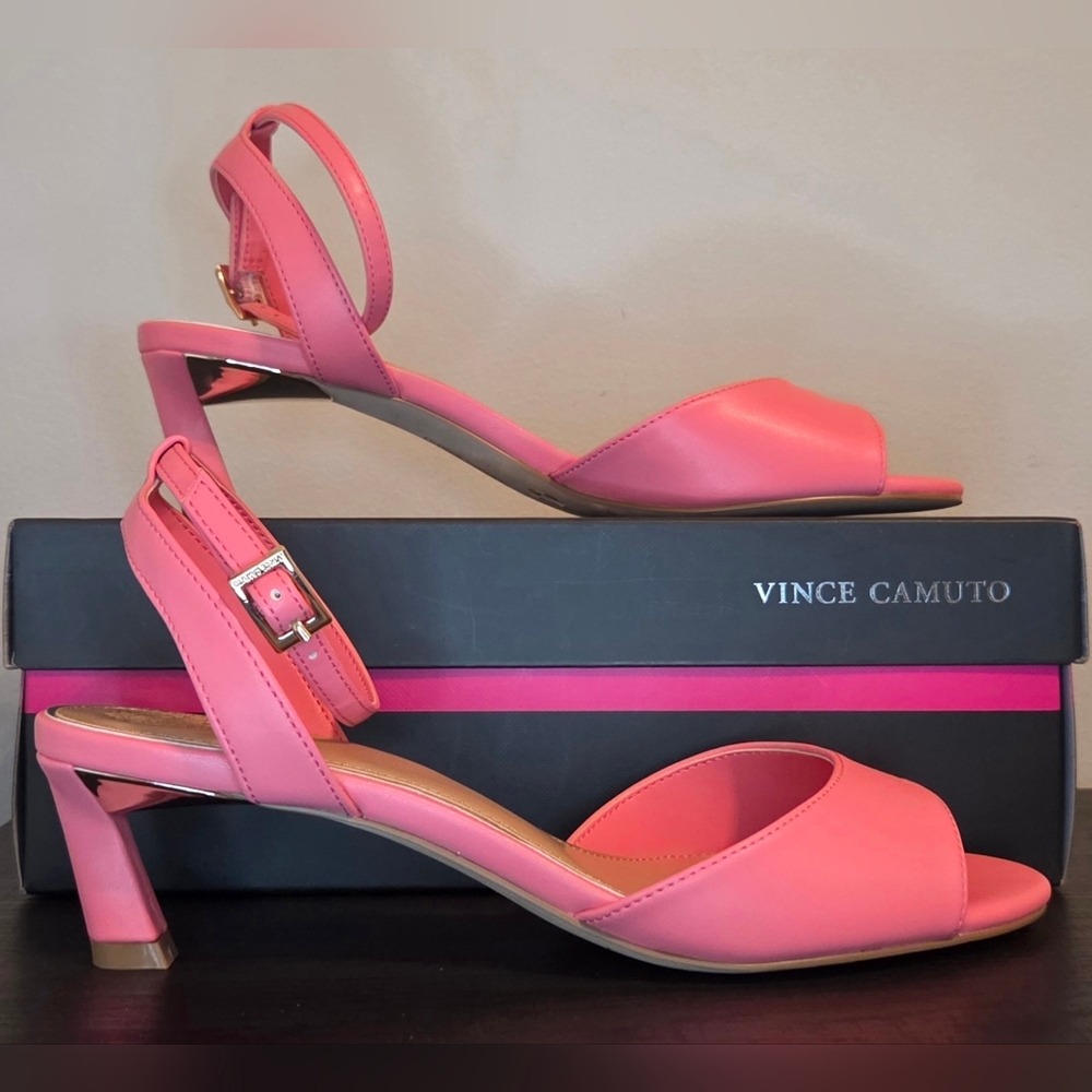 NWT Vince Camuto Lesdra Pink Heeled Sandals Size 7.5M | Ankle Strap